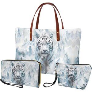 Women 3PCS Tote Bag with Wallet Purse Handbag Set Large Top Handle Casual Satche